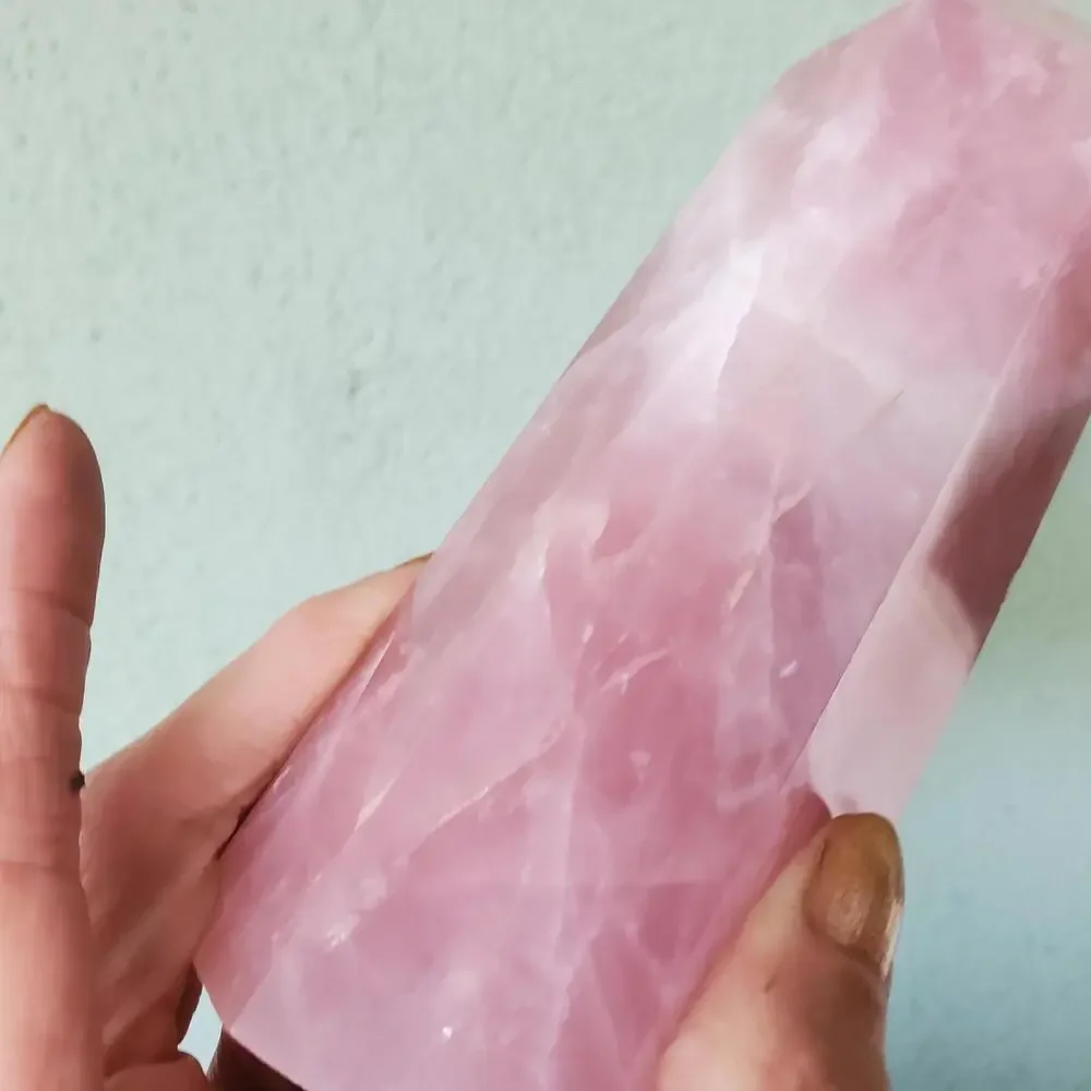 Rose Quartz Deep Dark Pink Flashy Crystal Large Tower 868 grams